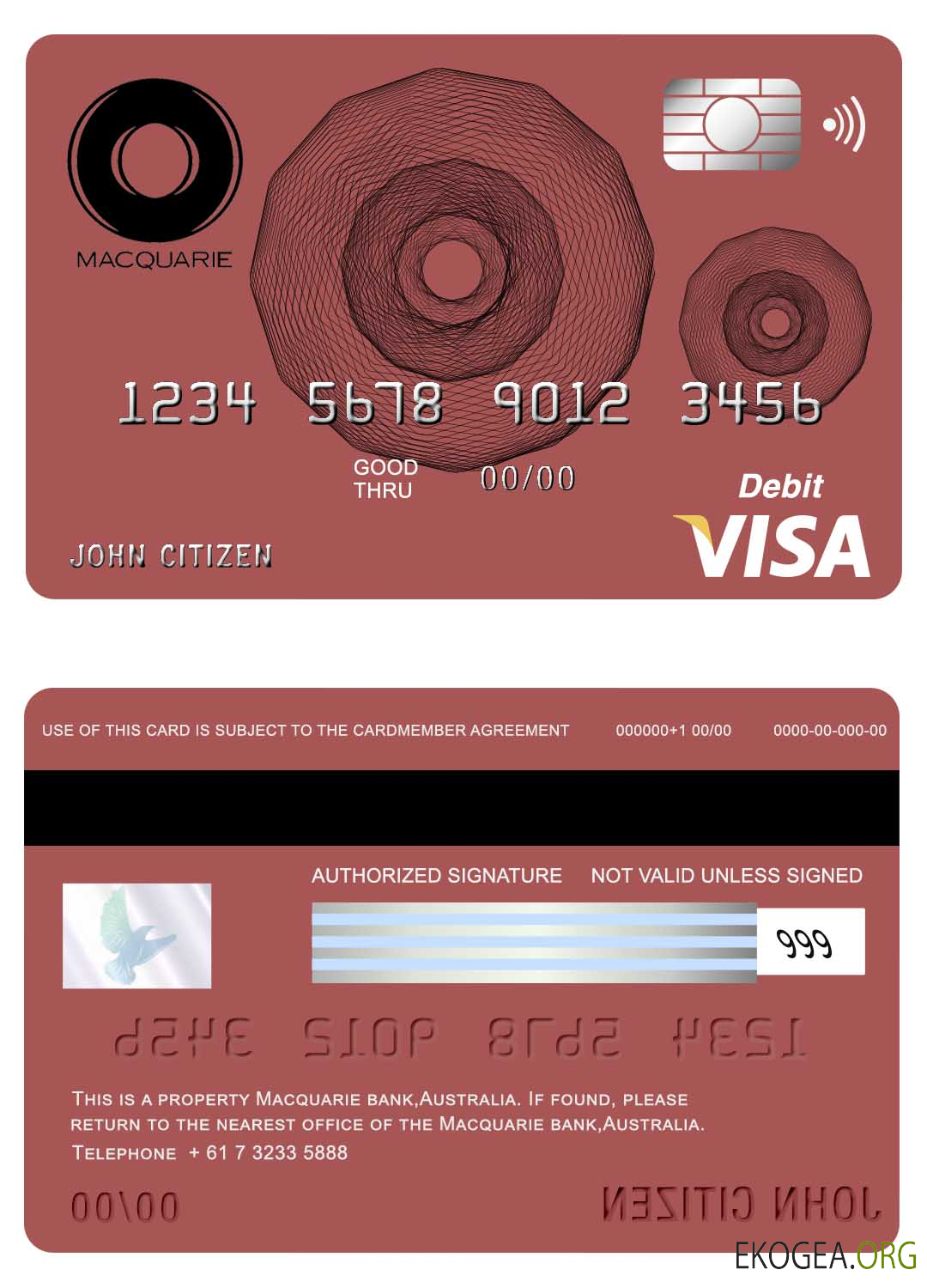 Carte visa bancaire Australie Macquarie